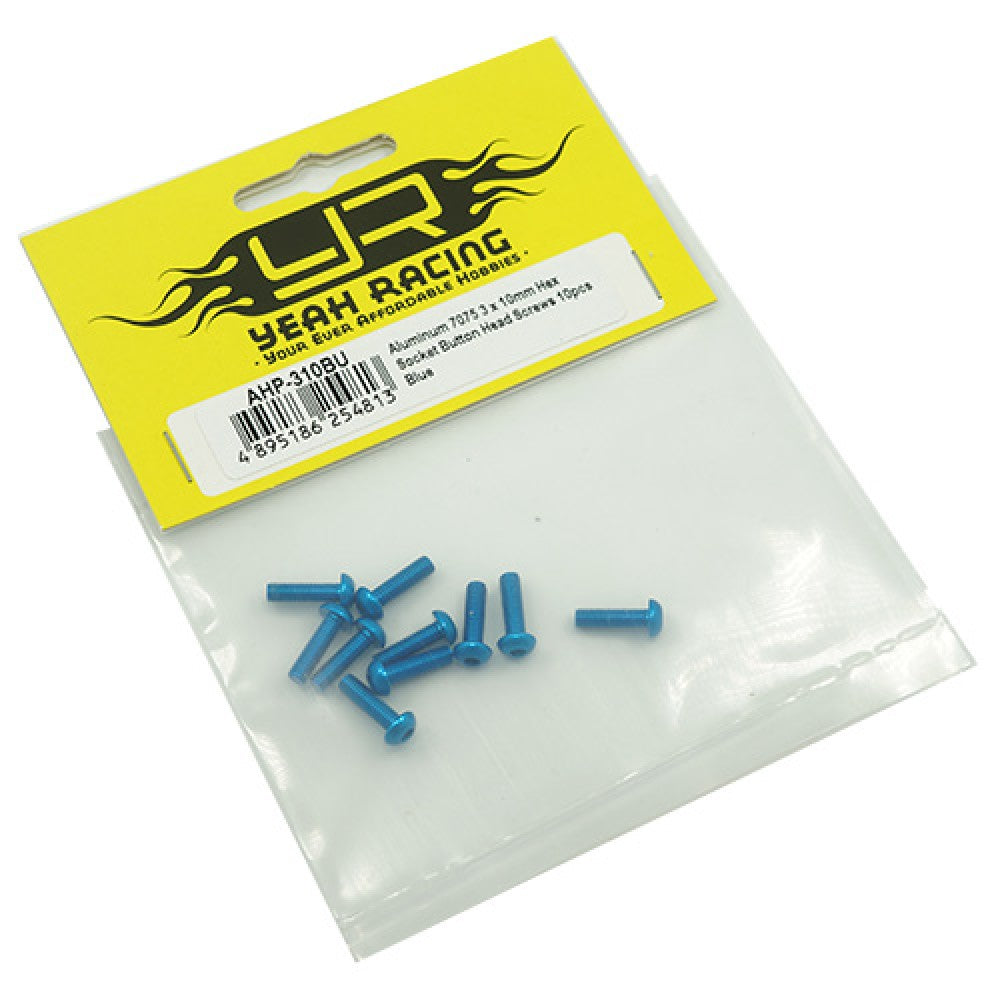 Yeah Racing Blue Screws M3 Button Head Various Sizes