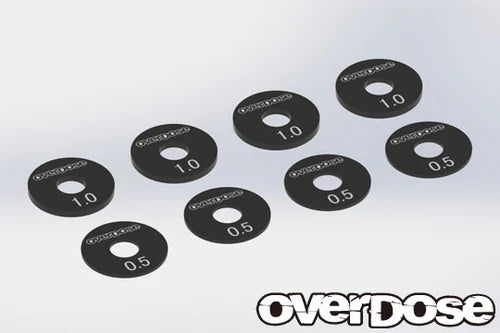 Overdose Aluminium Wheel Spacer Set Black 0.5Tx4pcs, 1.0Tx4pcs - Various Colours OD2743b