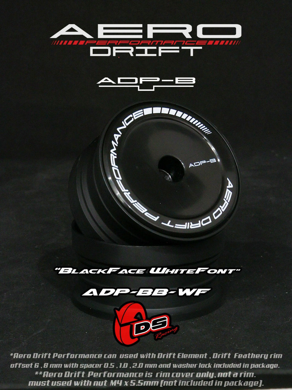DS Racing RC Drift Wheel Inserts - Flat Face (2pcs) for 1/10