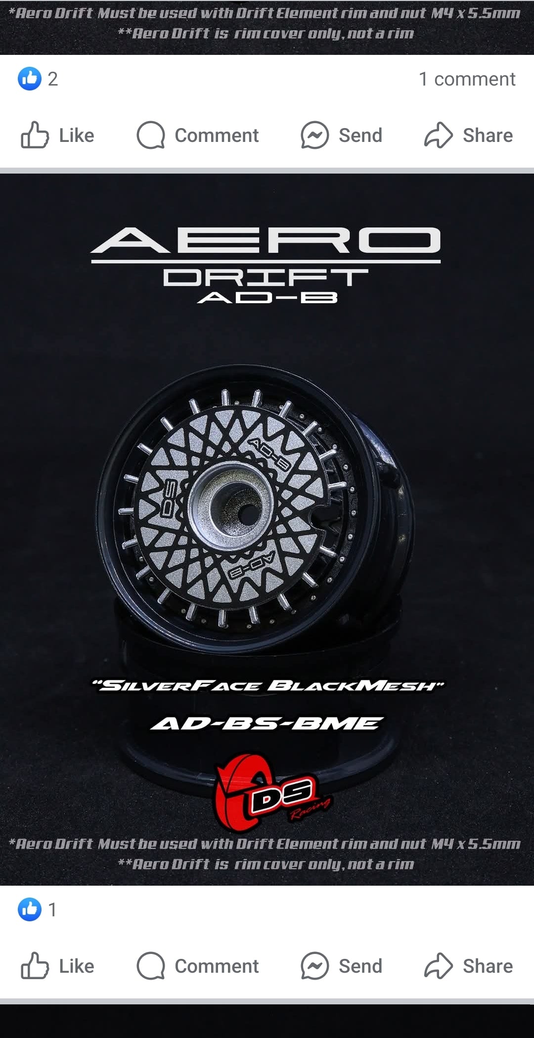 AERO disc silver or white flat ds racing