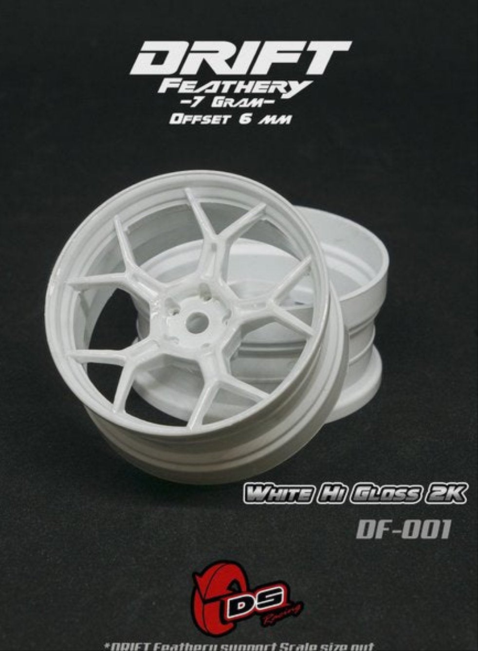 DS Racing / DF-001 / Drift Feathery 5Y Spoke Wheel (2pcs) / White Hi Gloss 2K / +6mm offset