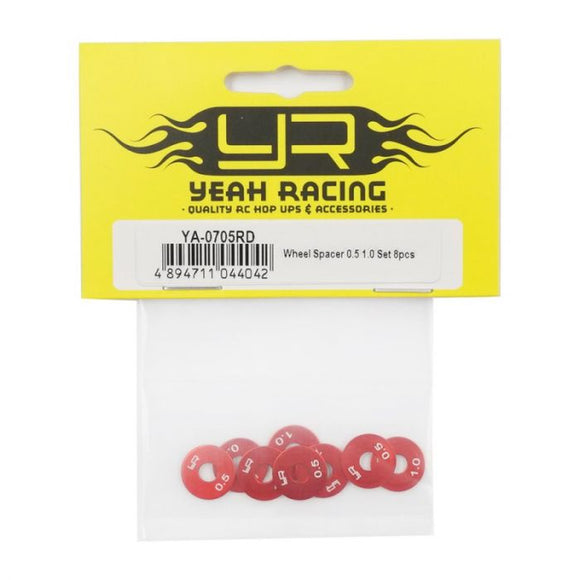 Yeah racing wheel spacers 0.5 1.0 set (8pcs) red