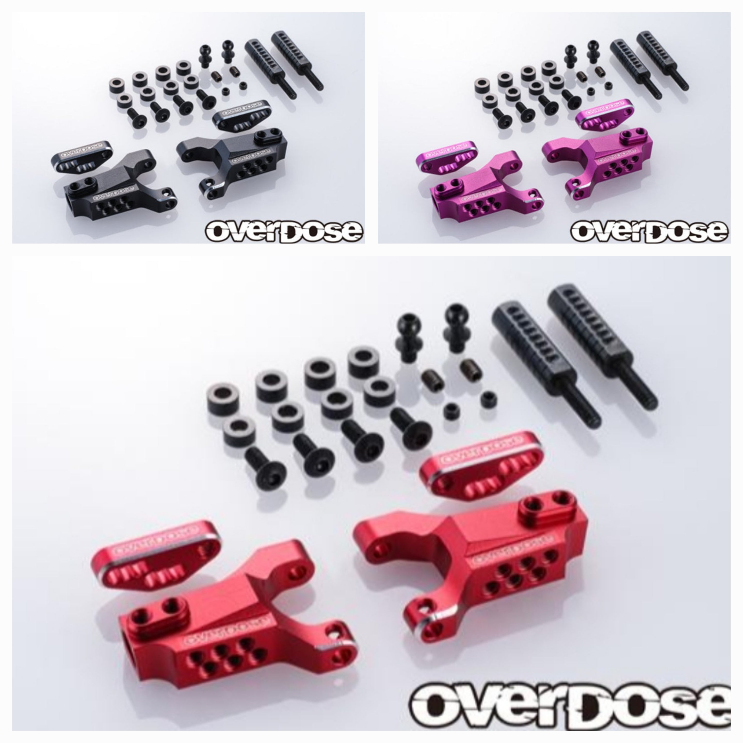 OverDose アジャスタブルリヤサスアーム type-3 レッド アジャスタブルアルミリヤサスアーム Type-3 (For OD / レッド