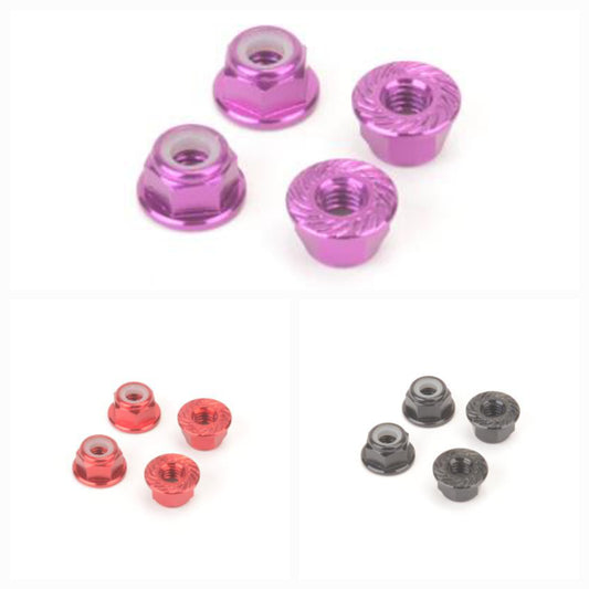 Monkey King M4 Alloy Serrated Nyloc Nuts - various colours- 4pcs