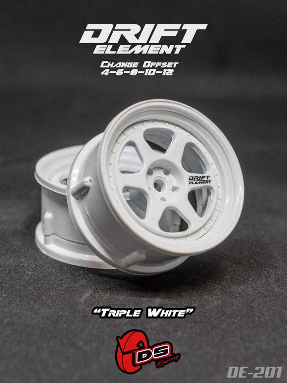 DS Racing Drift Element Wheel Triple White (2pk) DE-201