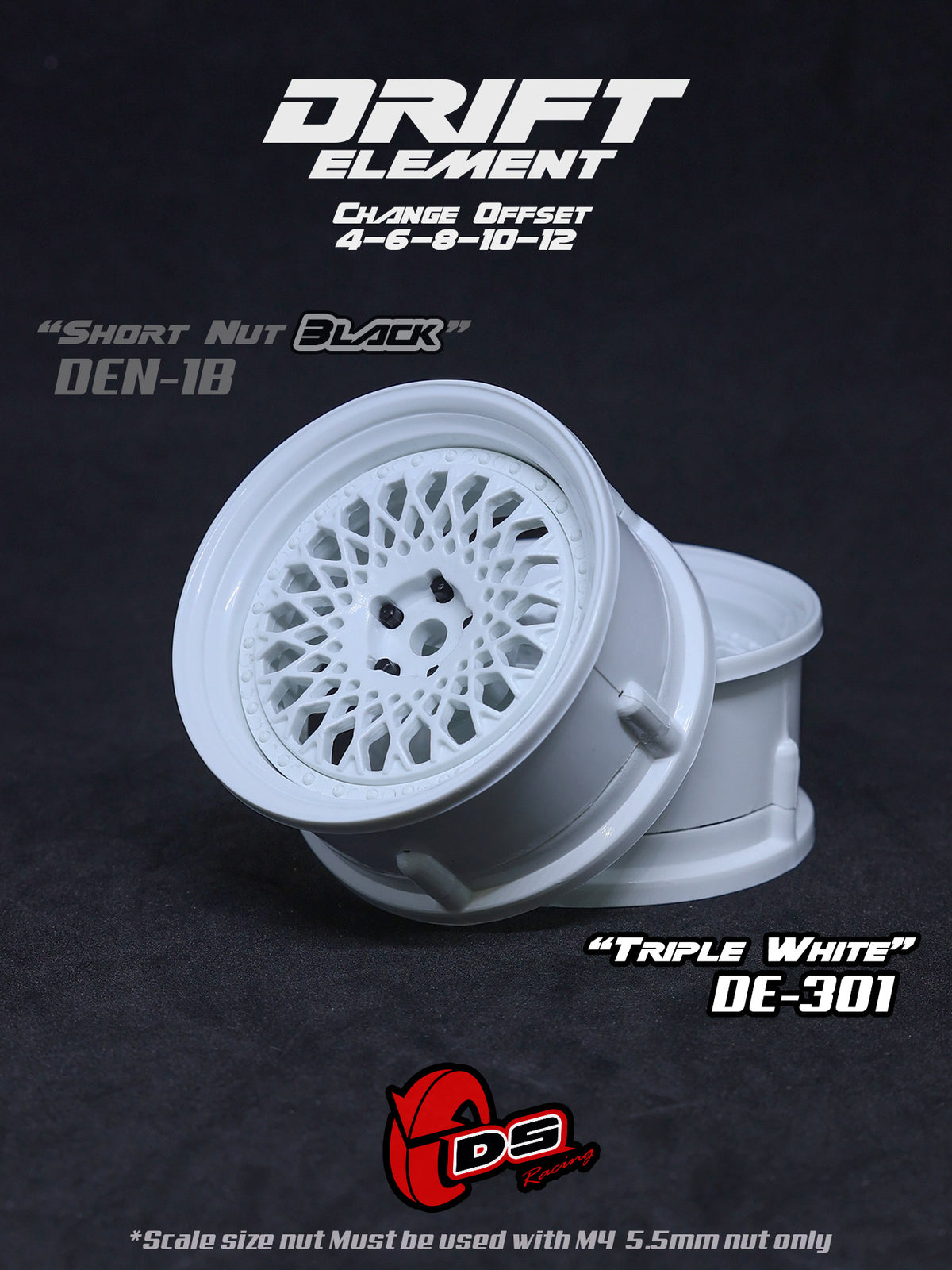 DS Racing Drift Elements Mesh 2pcs, Adjustable Wheel Set - DE-301