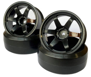 VOLK RACING TE 37 TE-37 TE37SL 6mm 8mm BLACK HIGH TRACTION 1/10 DRIFT RIMS [LAB] LWH-0306BK LWH-0308BK