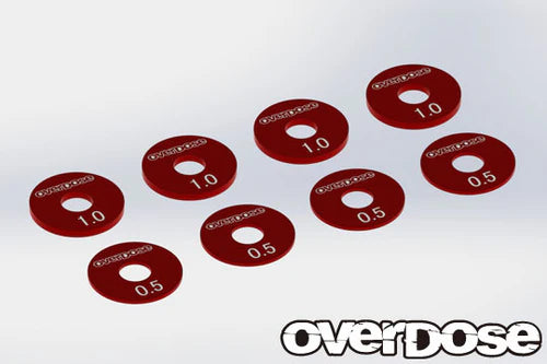 Overdose Aluminium Wheel Spacer Set Black 0.5Tx4pcs, 1.0Tx4pcs - Various Colours OD2743b