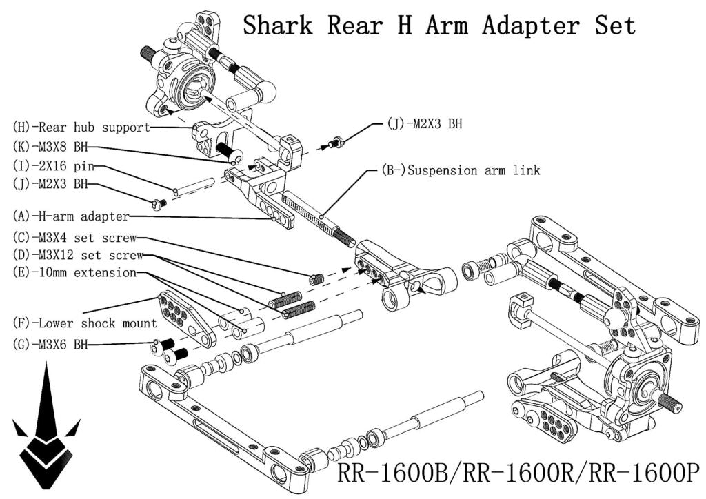 SHARK Rear H Adapter
For SHARK DDSS YD2 RMX RDX
RR-1600