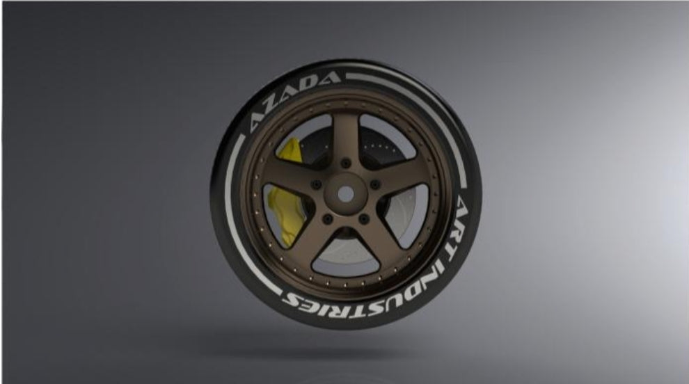 Azada Narrow 5 Spoke Steering Wheel - Bronze w/Yellow Caliper  AZ6116-BR-YL