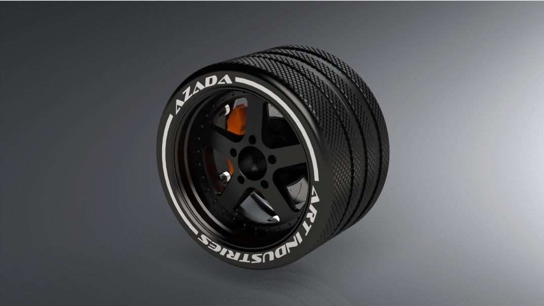 Azada wheel for remote  Narrow 5 Spoke Steering Wheel - Black w/Orange Caliper AZ6116-BK-OG