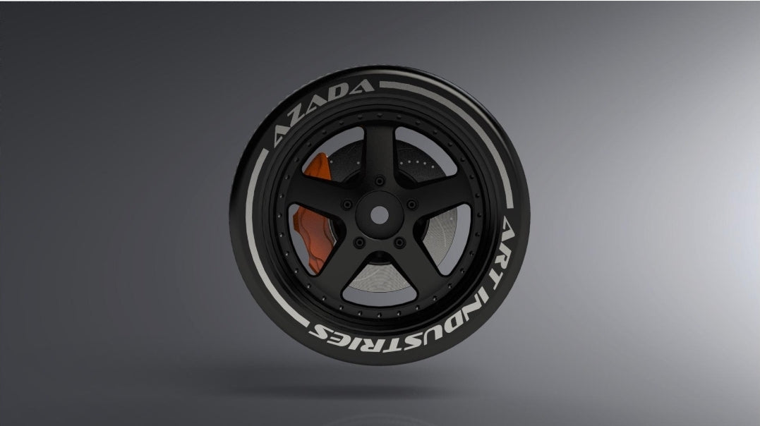 Azada wheel for remote  Narrow 5 Spoke Steering Wheel - Black w/Orange Caliper AZ6116-BK-OG
