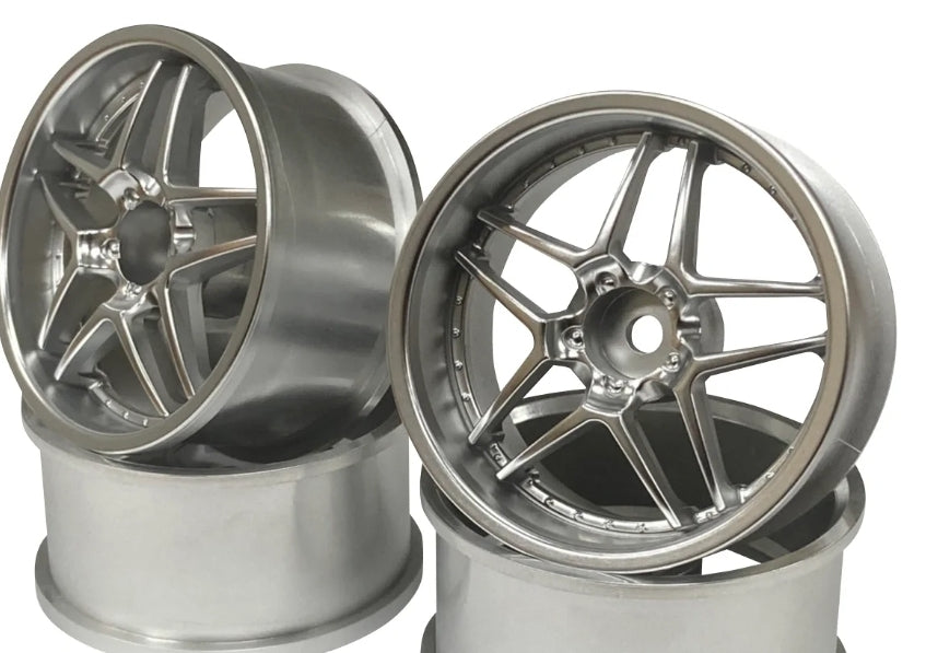 Topline Matt Chrome rc drift wheels blitz 6or 8mm offset  pack of 2