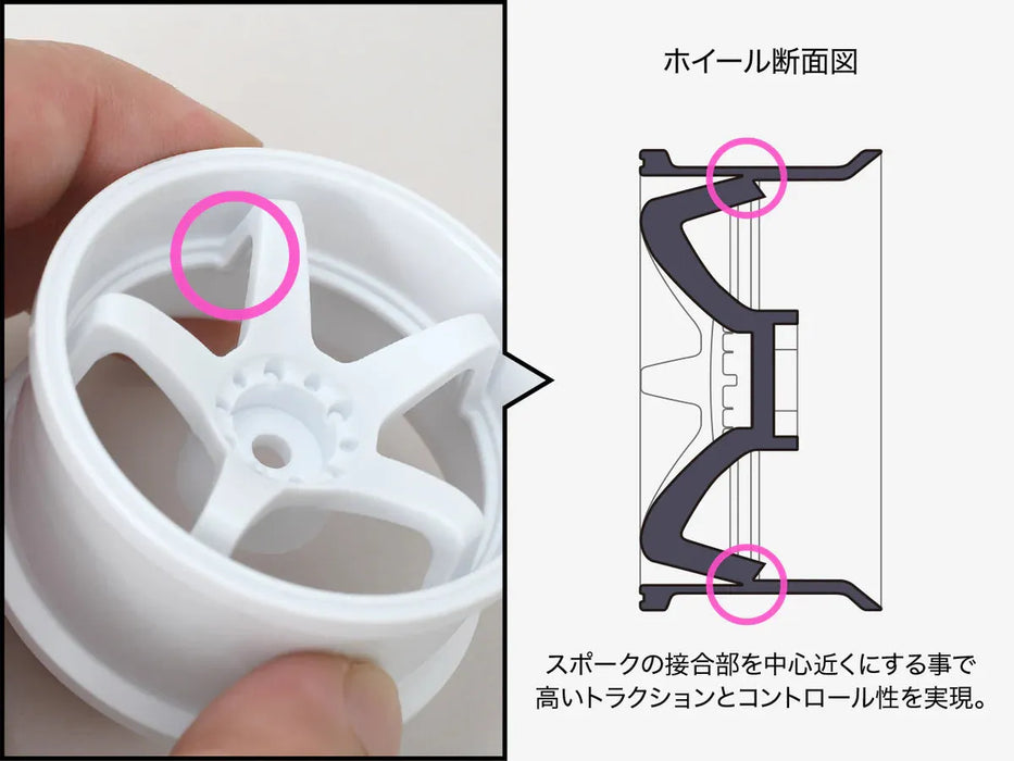 High Traction - HAYATE N-Type Drift Offset+8 or 6mm Wheels - White - HAYATE GD050, GD051