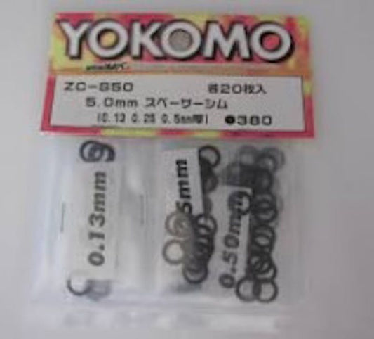 ZC-S50A - Yokomo 5mm Spacer Shim (0.13/0.25/0.50mm - 20pcs each)