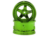 DS Racing Drift Element 5 Spoke Drift Wheels (Green Chrome) (2) (Adjustable Offset) w/12mm Hex DE-032