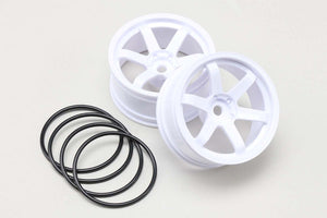 TW-5313W7 - Yokomo Drift Wheel 6 Spoke offset 7mm -or 5mm  White