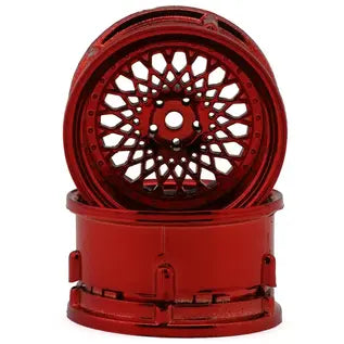 DS Racing Drift Element Mesh 1/10 Drift Wheels (Red Chrome) (2) (Adjustable Offset) w/12mm Hex DE-333
