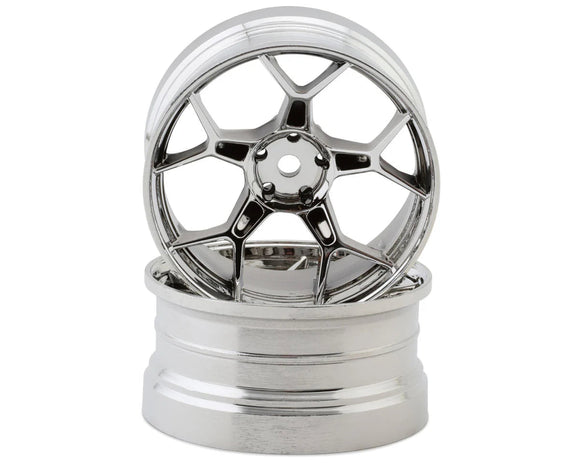 Feathery Split 5Y Wheels 6 or 8mm OFFSET (Chrome) 1-10 Drift Rims[DS Racing] DF-5Y28B-CR