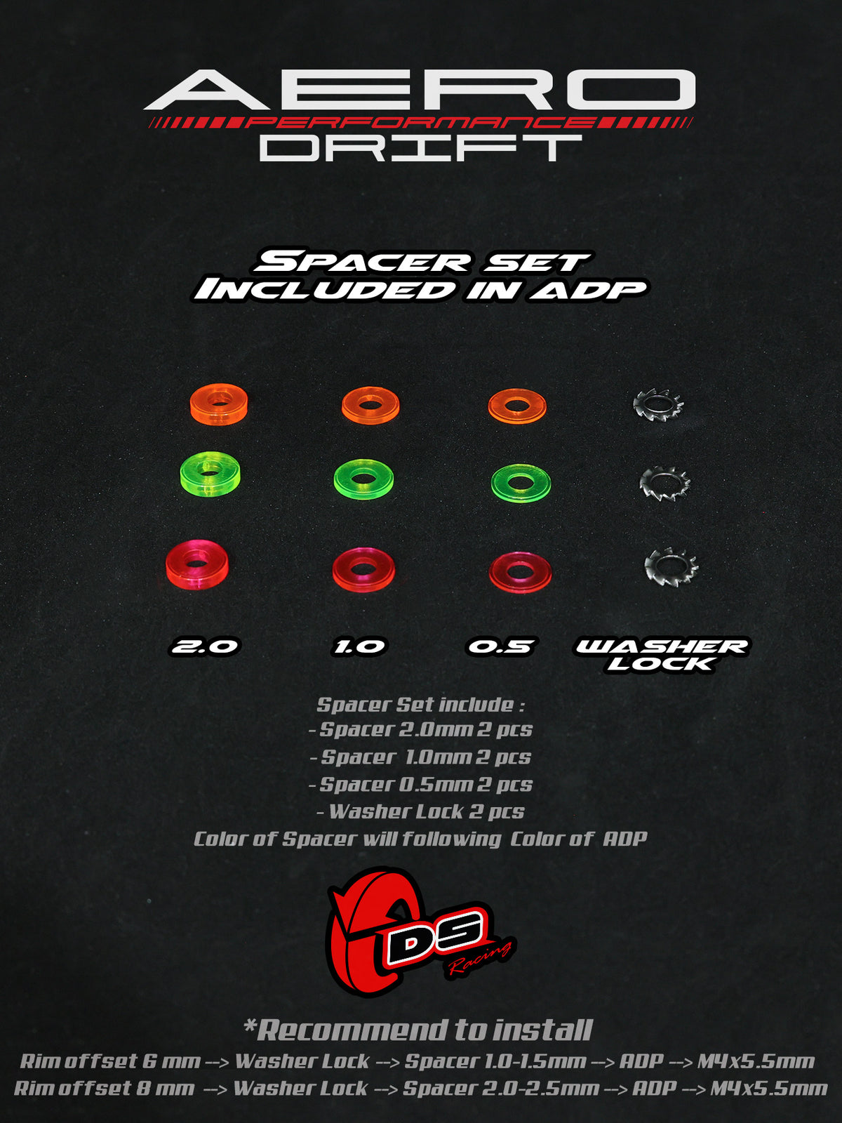 DS Racing – Slope Aero Drift Wheel Covers – (Orange) ADP-ATFO-BF