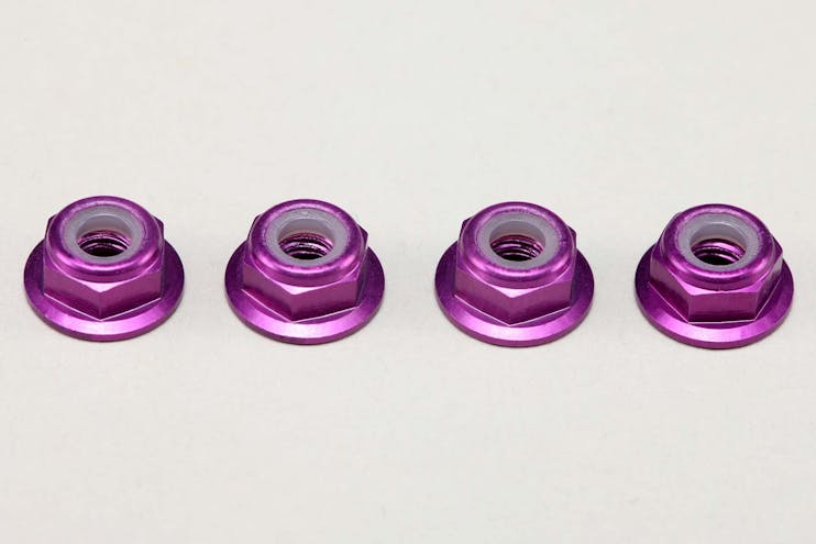 YOKOMO 4MM FLANGE ALLOY NYLON LOCK NUTS - 4PCS - PURPLE ZC-N4AFLPU