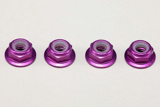 YOKOMO 4MM FLANGE ALLOY NYLON LOCK NUTS - 4PCS - PURPLE ZC-N4AFLPU