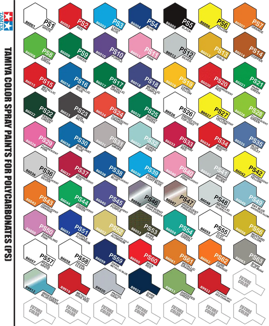 Tamiya PS Polycarbonate Spray Paint Various Colours