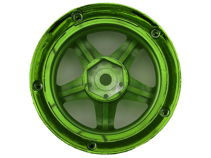 DS Racing Drift Element 5 Spoke Drift Wheels (Green Chrome) (2) (Adjustable Offset) w/12mm Hex DE-032