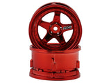 DS Racing Drift Element 5 Spoke Drift Wheels (Red Chrome) (2) (Adjustable Offset) w/12mm Hex DE-033