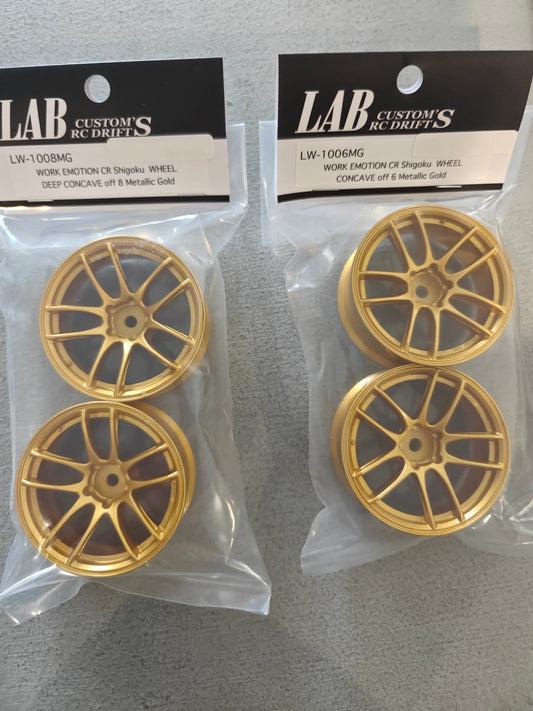 LAB 1-10 WORK EMOTION CR SHIGOKU METALLIC GOLD RIMS 6mm 8mm LW-1008MG LW-1006MG