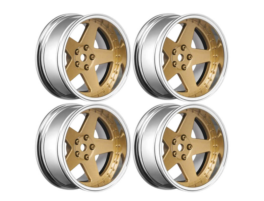 LOUISE RC 1/10 DRIFT 2,4,6,8MM OFFSET 5-SPOKE WHEELS BRONZE (4pcs) LNHA567
