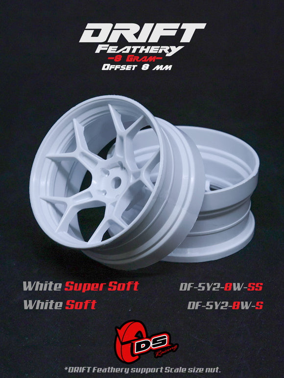 DS Racing – Feathery High Traction Wheels Offset 6 or 8mm – (White) – #DF-5Y2-8W-SS