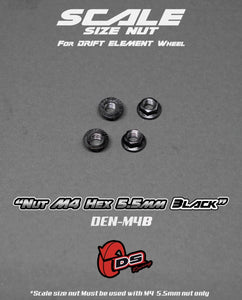 DS Racing / DEN-M4B / M4 Nut 5.5mm for Drift Element Wheel (4pcs) / Black