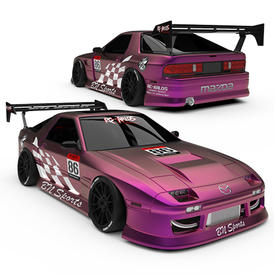 Mazda RX7 FC BN Sports Body Shell, 202mm - Clear Unpainted – asbo-rc