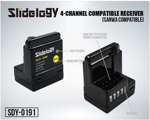 Slidelogy 2.4GHz 4-Channel FHSS-4/FHSS-3 Receiver (Sanwa 482 Compatible) #SDY-0191