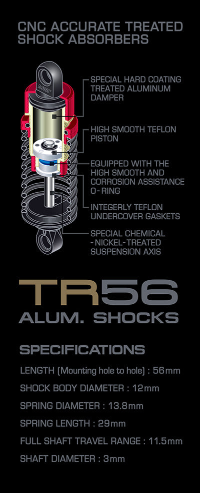 MST TR56 Aluminum Damper Suspension Shock Set Red or Black