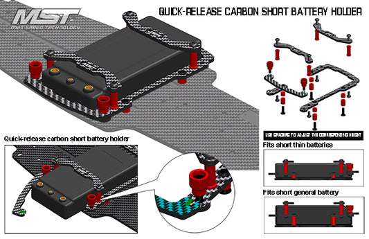 Mst carbon short battery holder(red) or black
