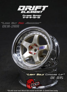 DS Racing / DE-015 / Drift Element 5 Spoke Wheel Adj. Offset (2pcs) / Light Gold Face / Chrome Lip